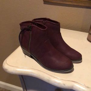 Burgundy booties